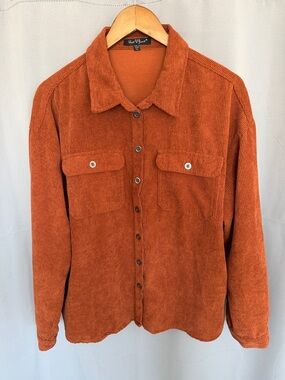 Velvet Heart Rust Orange Corduroy Utility Jacket Y2K Size XL